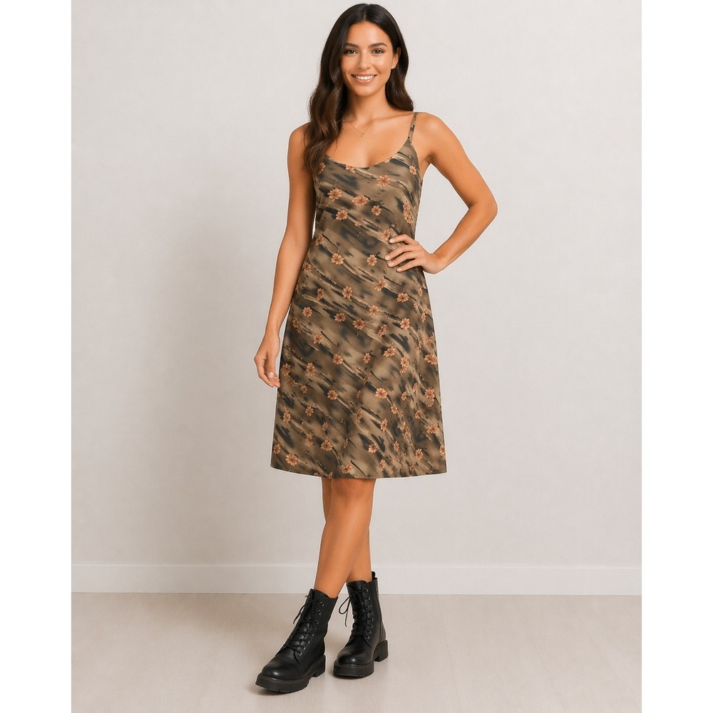 VTG 90s Floral Abstract Camo Slip Dress Whimsigoth Fairy‎ Grunge Sz 13